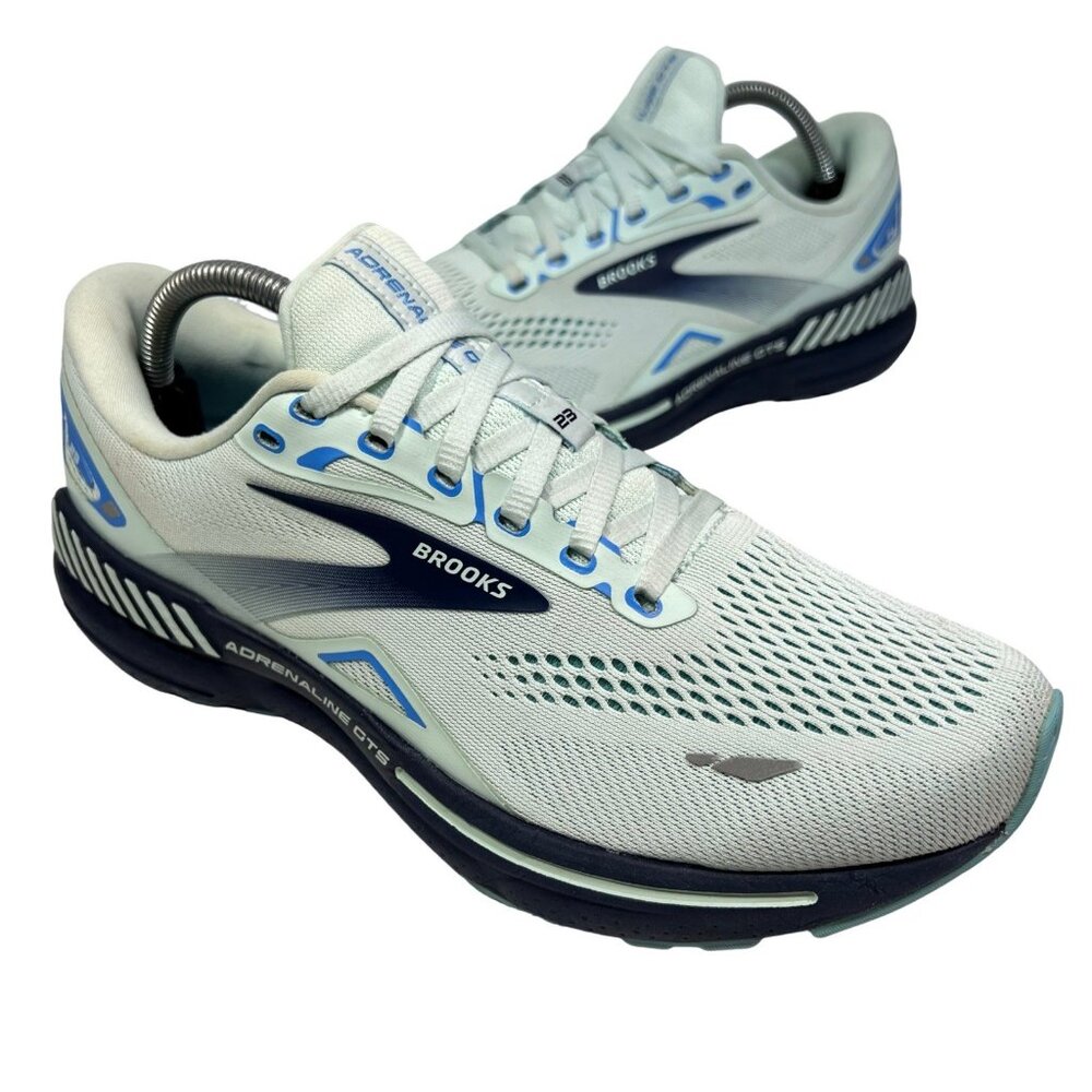 Brooks Womens Adrenaline GTS 23 Blue Mint Green Running Shoes Sneakers 10 D WIDE - Picture 2 of 9